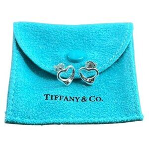 Tiffany & Co. Elsa Peretti Sterling Silver Open Heart 11mm Earrings - LNC
